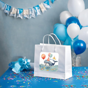 Adesivo Quadrado Boas-Baleias Aniversário Obrigado