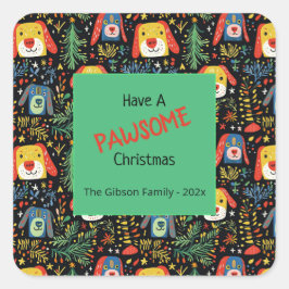 Adesivo Quadrado Boas Cães Natal