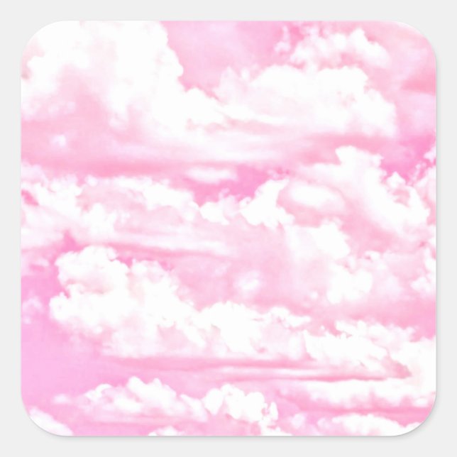 Adesivo Quadrado Boas e Felizes Nuvens Rosa da Fúchsia (Frente)