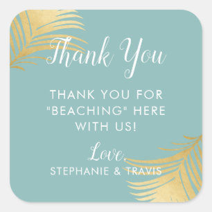 Adesivo Quadrado Boas-vindas ao Casamento de Praia da Dourada Palm