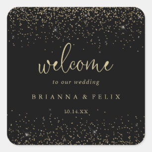 Adesivo Quadrado Boas-vindas ao Casamento de Script de Caligrafia C