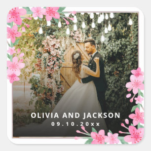 Adesivo Quadrado Boas-vindas ao casamento do Frame de Ouro Floral R