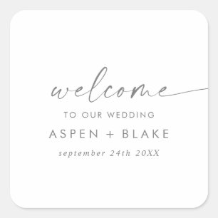 Adesivo Quadrado Boas-vindas ao casamento do moderno Silver Script