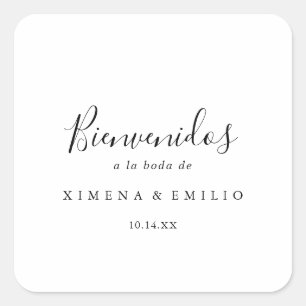 Adesivo Quadrado Boas-vindas ao Casamento Espanhol Simples Minimali