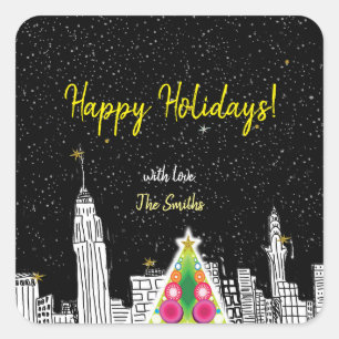 Adesivo Quadrado Boas vindas de Natal Cartões de Natal