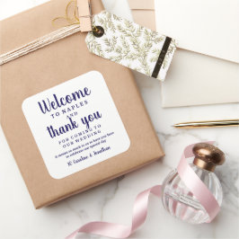 Adesivo Quadrado Boas-vindas do casamento Obrigado Hotel Personaliz