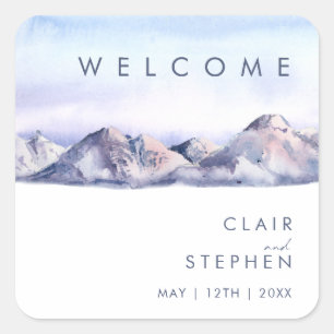 Adesivo Quadrado Boas-vindas do Sunset da Montanha de inverno