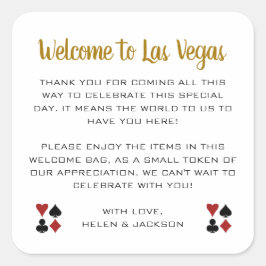 Adesivo Quadrado Boas-vindas Douradas à Cesta de Boas-vindas de Las