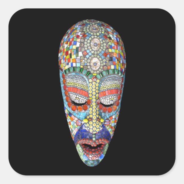 Adesivo Quadrado Bob, por que a cara longa? Máscara de Mosaico (Frente)