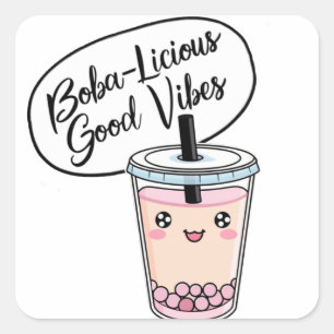 Adesivo Quadrado Boba-licioso Bom Vibes Sticker