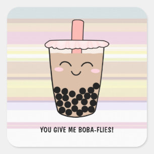 Adesivo Quadrado Boba Milk Tea Pun