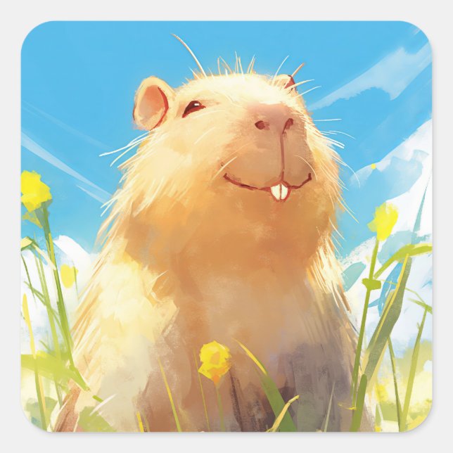 Adesivo Quadrado Bobo Capybara Smile (Frente)