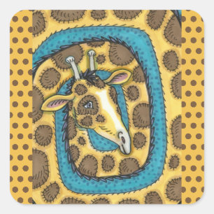 ADESIVO QUADRADO BOBO GIRAFFE LONG NECK E SPOTS, ARTE FOLK ENGRAÇA