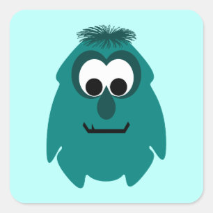 Adesivo Quadrado Bobo Pequeno Monstro Ciano Escuro