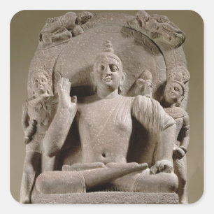 Adesivo Quadrado Bodhisattva assentado, Mathura (arenito vermelho)
