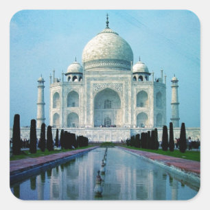 Adesivo Quadrado Bohemian viagem India Agra Vintage Taj Mahal