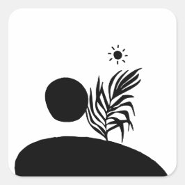 Adesivo Quadrado boho bohemian floral sun moon