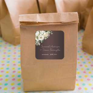 Adesivo Quadrado Boho Burgundy e Rosas Vintage