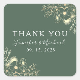 Adesivo Quadrado Boho Casamento Verde Agradecimento