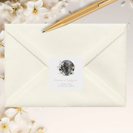 Adesivo Quadrado Boho Celestial Moon Floral Endereço