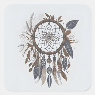 Adesivo Quadrado Boho Chic Dreamcatcher Earthy Tonthy Charm Infuso