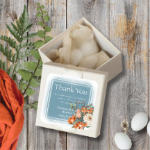 Boho Chic Orange e Cream Flower Smokey Blue Wash