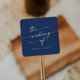 Adesivo Quadrado Boho Chic Royal Blue Wedding Envelope Seals