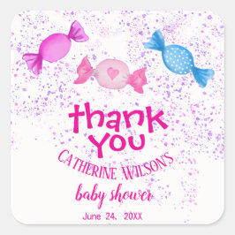 Adesivo Quadrado Boho Chic Sweets Candy Land Obrigado Chá de fralda