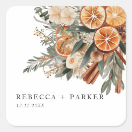 Adesivo Quadrado Boho cinnamon, vinheta de casamento botânico de in