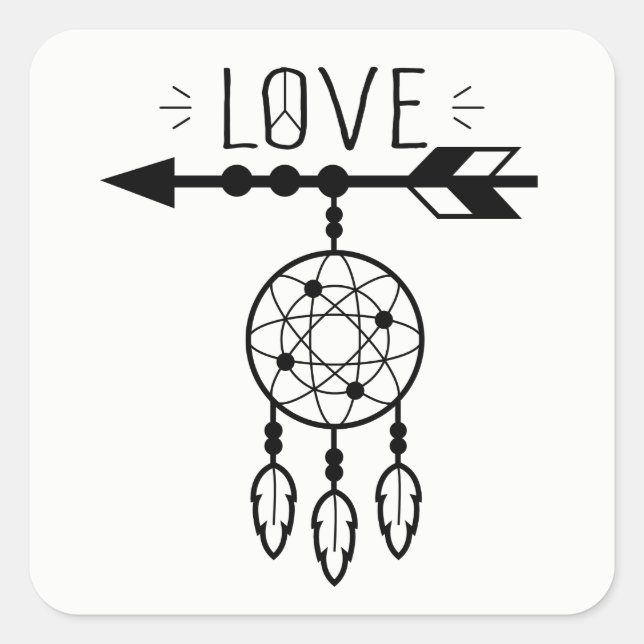 Adesivo Quadrado Boho Dream Catcher ama Tribal Nativo Americano (Frente)
