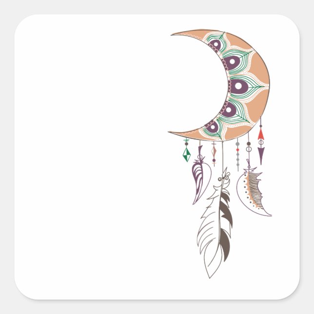 Adesivo Quadrado Boho dreamcatcher (Frente)