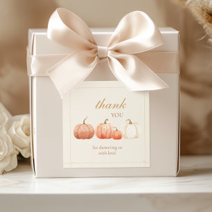 Adesivo Quadrado Boho Fall Bolinhas Pumpkins Chá de fraldas Obrigad