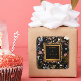 Adesivo Quadrado Boho Floral Black Butterfly Jardim Casamento