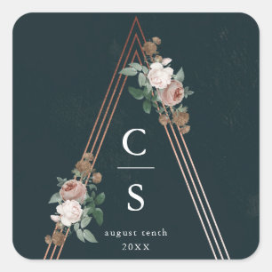 Adesivo Quadrado Boho floral pirâmide estrutural favor do casament