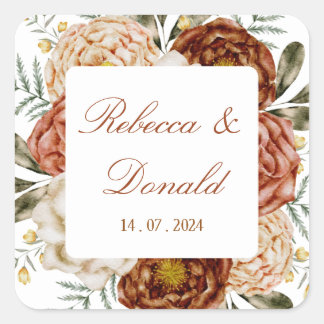 Adesivo Quadrado Boho Floral Terracotta Neutro