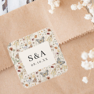 Adesivo Quadrado Boho Floral Wedding