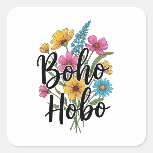 Adesivo Quadrado Boho Hobo buquê (Frente)