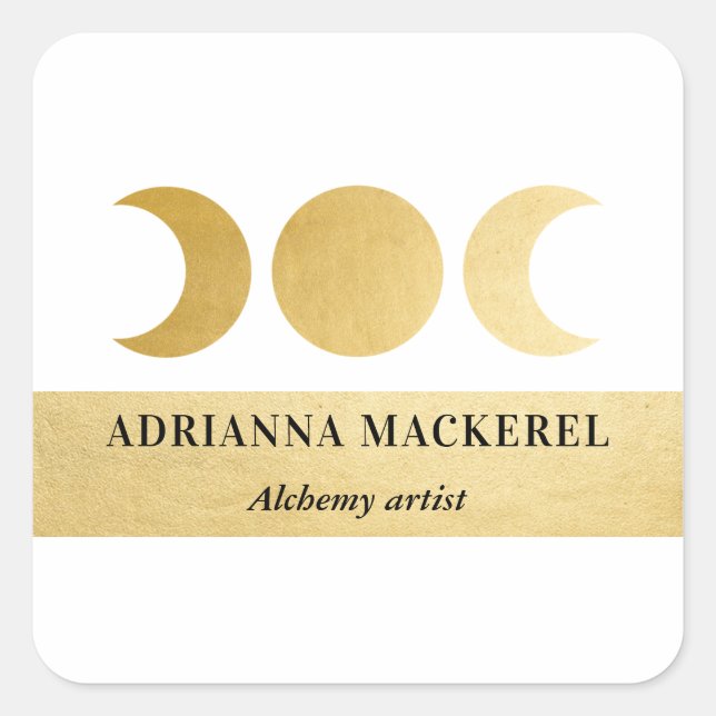 Adesivo Quadrado Boho Moon Phase Faux Gold Foil Moderna (Frente)