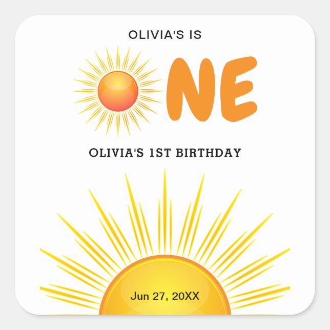 Adesivo Quadrado Boho Primeira viagem em torno do primeiro aniversa (Frente)