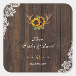 Adesivo Quadrado Boho Sunflower Antlers Wood Lace Casamento