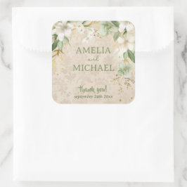Adesivo Quadrado Boho Vintage Casamento Botânico Floral