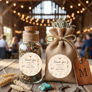 Adesivo Quadrado Boho Western Saddle up Cowboy Chá de Noiva