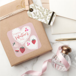 Adesivo Quadrado Bois e Morangos Felizes Dia dos Namorados