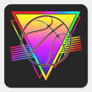 Adesivo Quadrado Bola de Basquete Retro Moderna