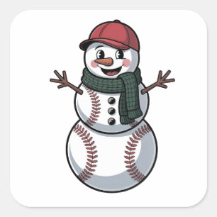 Adesivo Quadrado Bola de beisebol de Natal Boneco de neve Papai Noe