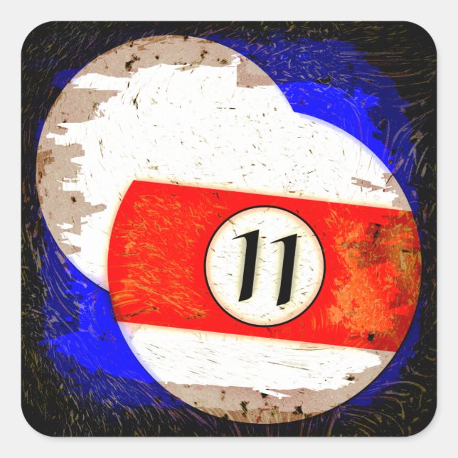 ADESIVO QUADRADO BOLA DE BILLIARDS NÚMERO 11 (Frente)