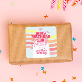 Adesivo Quadrado Bola De Disco Rosa Na Minha Festa De Aniversário