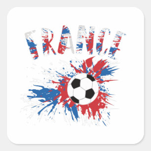 Adesivo Quadrado Bola de Futebol Grunge da Bandeira da França