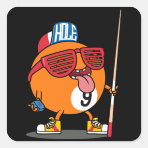 Adesivo Quadrado Bola de nove do bilhar legal