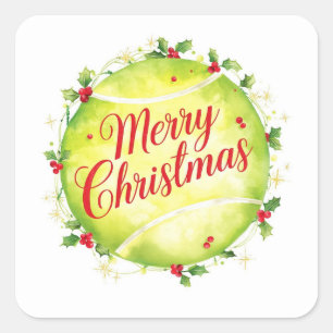 Adesivo Quadrado Bola de Tênis Feliz Natal Férias 